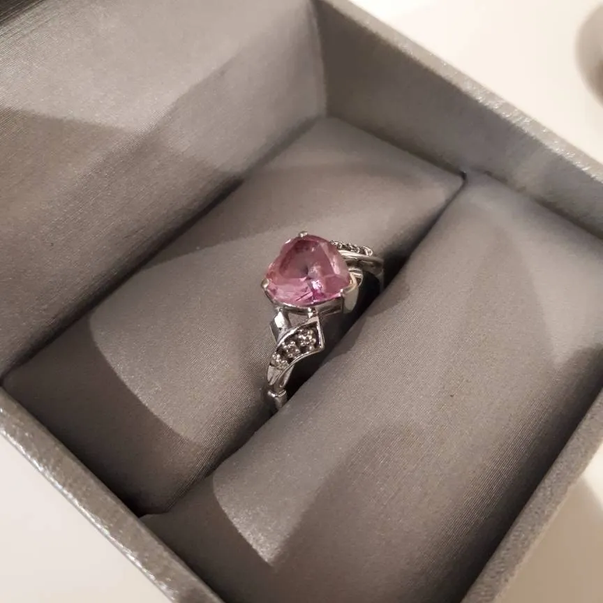 Heart Shaped Pink Sapphire Ring - Size 7 photo 1