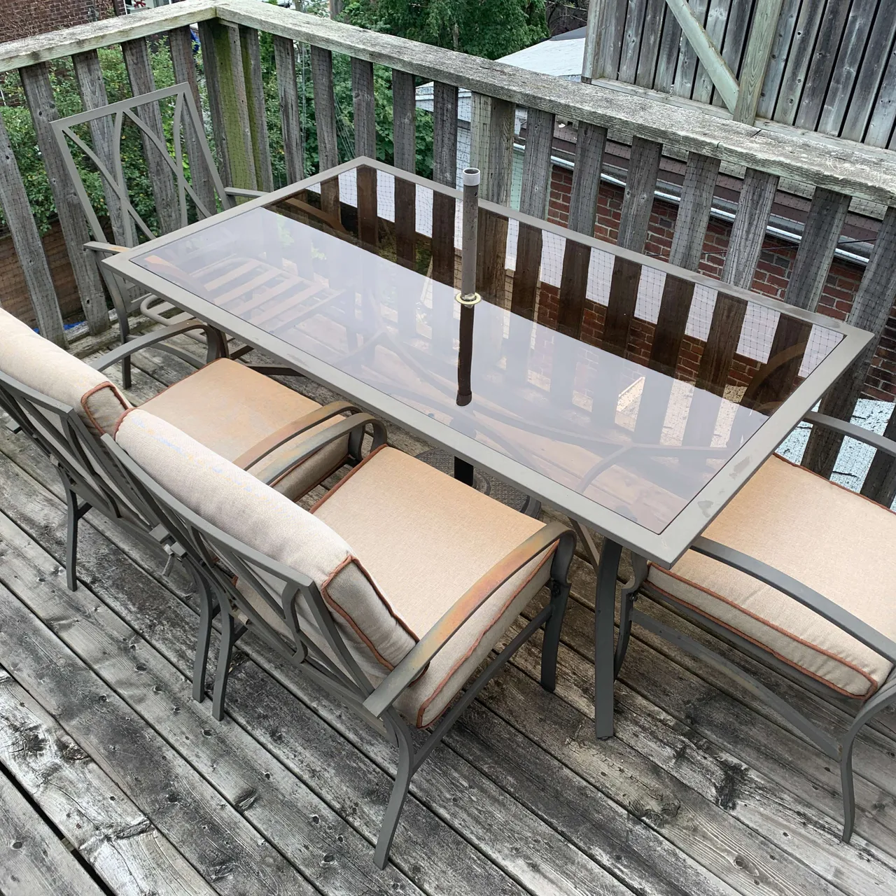 Patio dining set: table, 6 chairs, umbrella photo 5