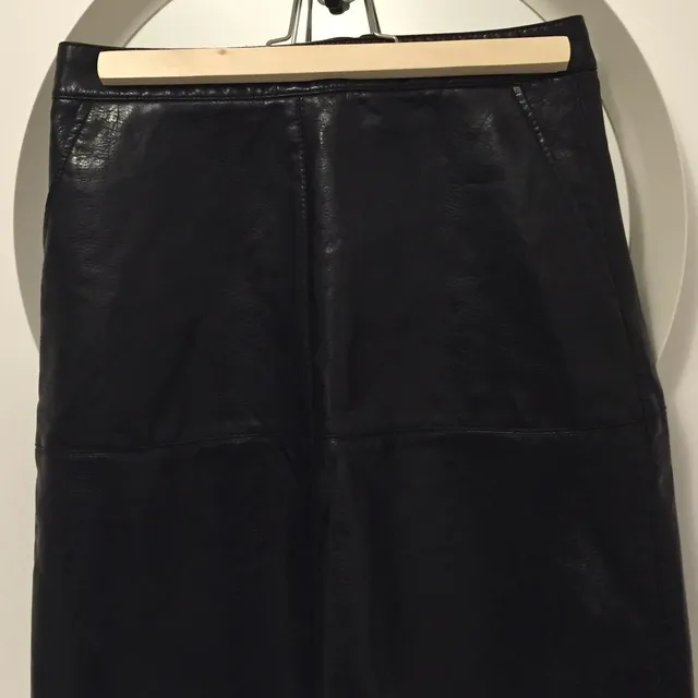Zara Black Faux Leather Skirt photo 1
