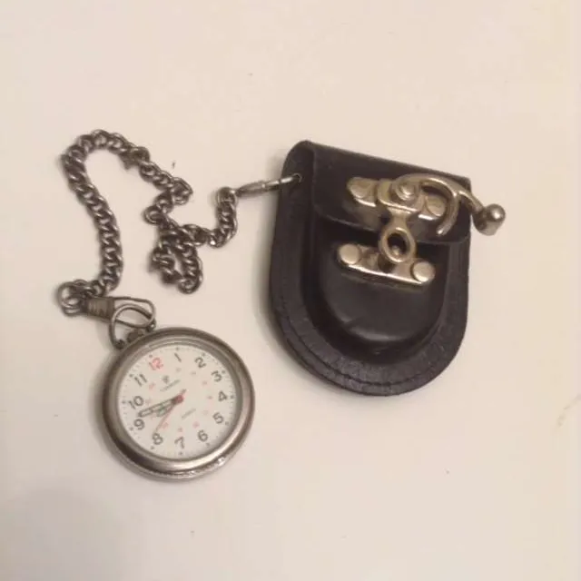 Pocket Watch With Leather Case photo 1