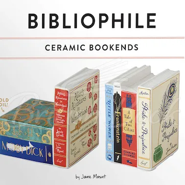 Bibliophile ceramic bookends (new) photo 1