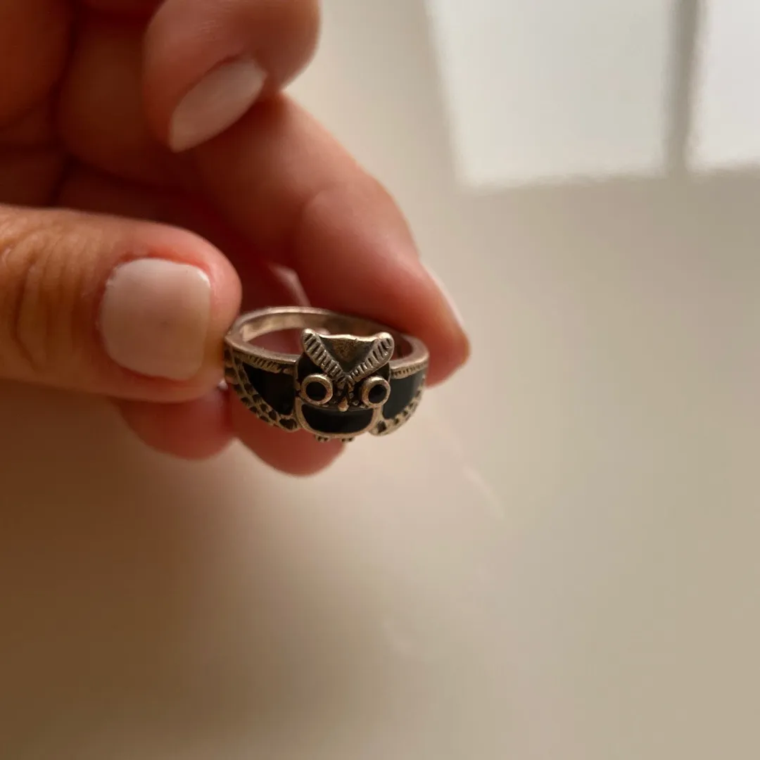 Silver Owl Ring Size 7 photo 1
