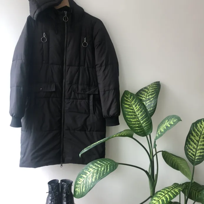 S -Long Black Quilted Puffer Jacket Parka photo 1