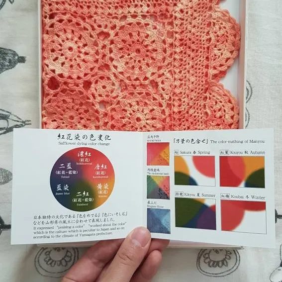 Brand New Benibana (Japanese Safflower Dyed) Crochet Doily photo 3