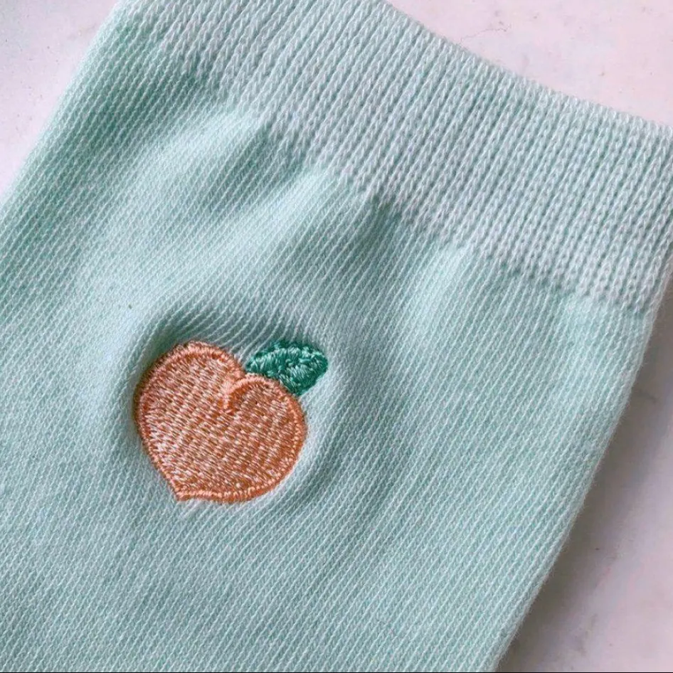 Embroidered Peach Socks photo 3