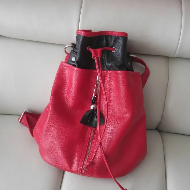 Red Leather Backpack photo 1