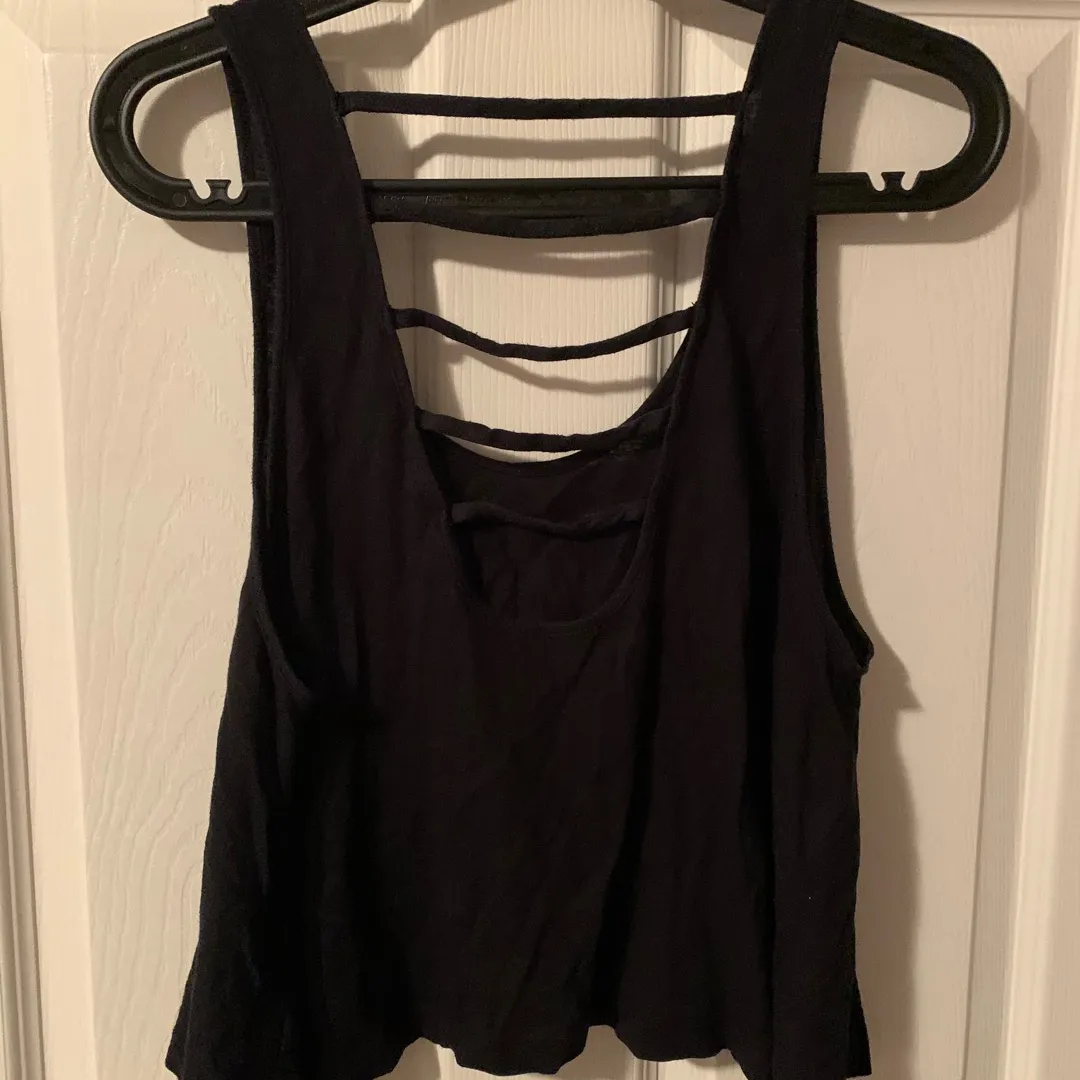 Black Tank With Stripped Open Back photo 3