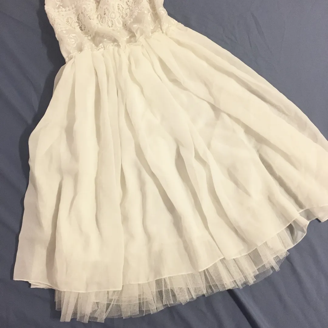 Strapless Chiffon White Dress photo 1