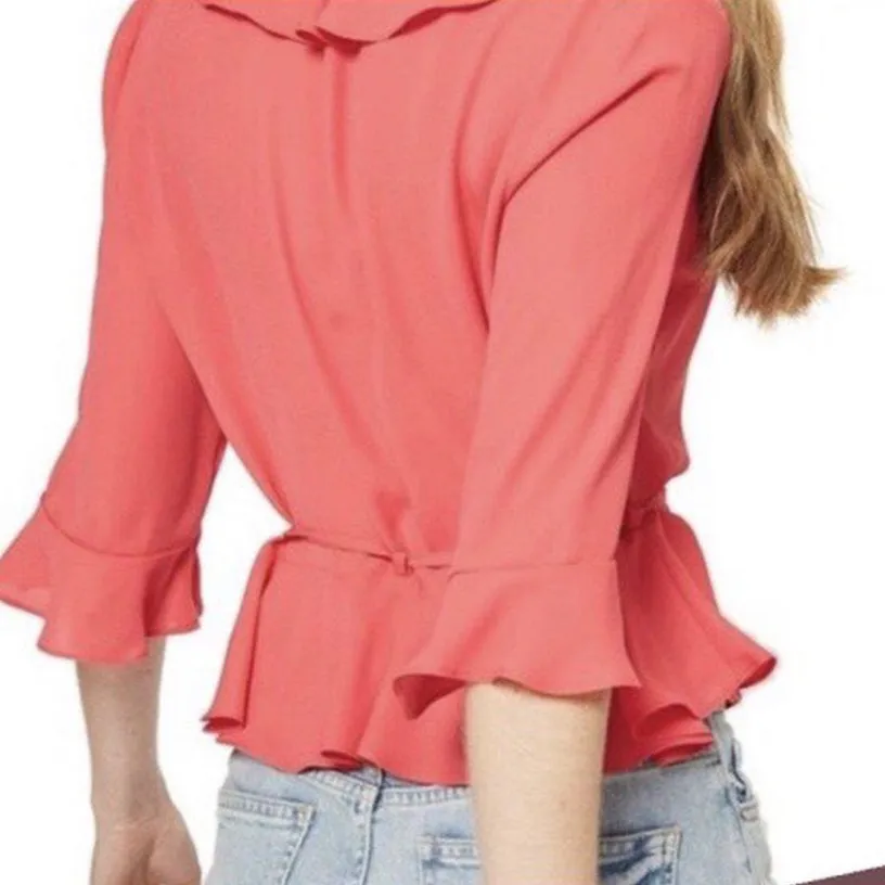 forever 21 long sleeve coral peplum blouse photo 1