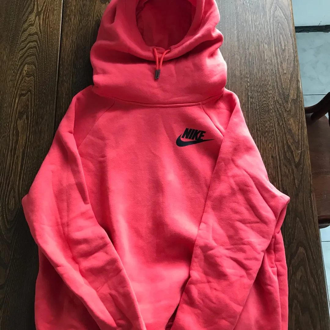 Coral Nike Funnel Neck Hoodie Large photo 6