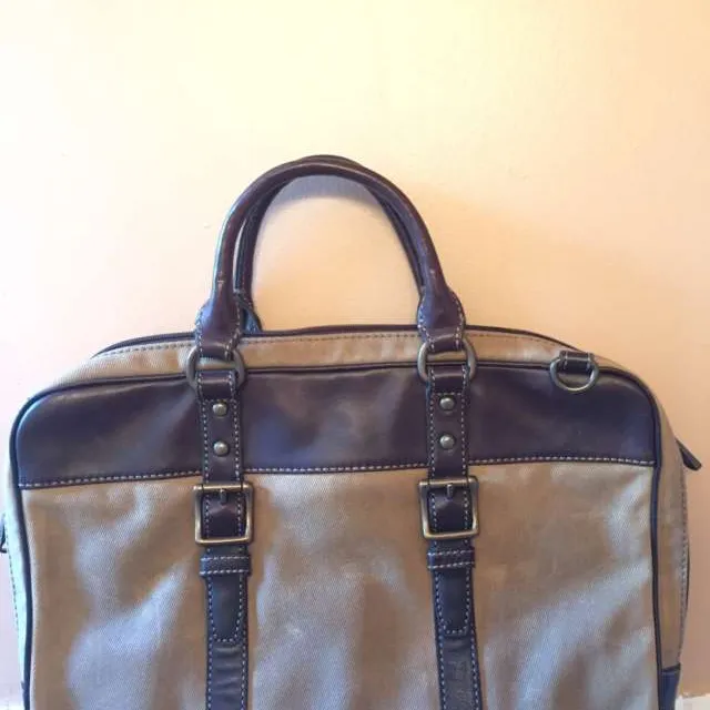 Fossil (men's) canvas and leather laptop bag photo 1