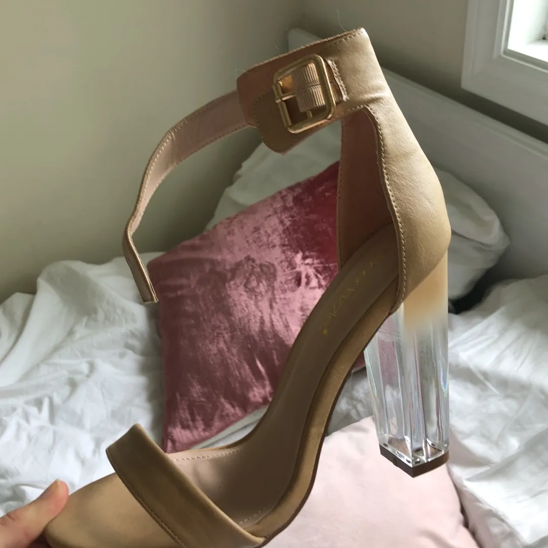 Size 8.5 Heels With Clear Heel photo 1