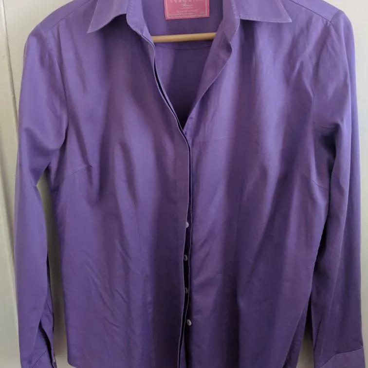 Charles Tyrwhitt London Wmns US10 Purple Shirt Long Sleeve photo 1
