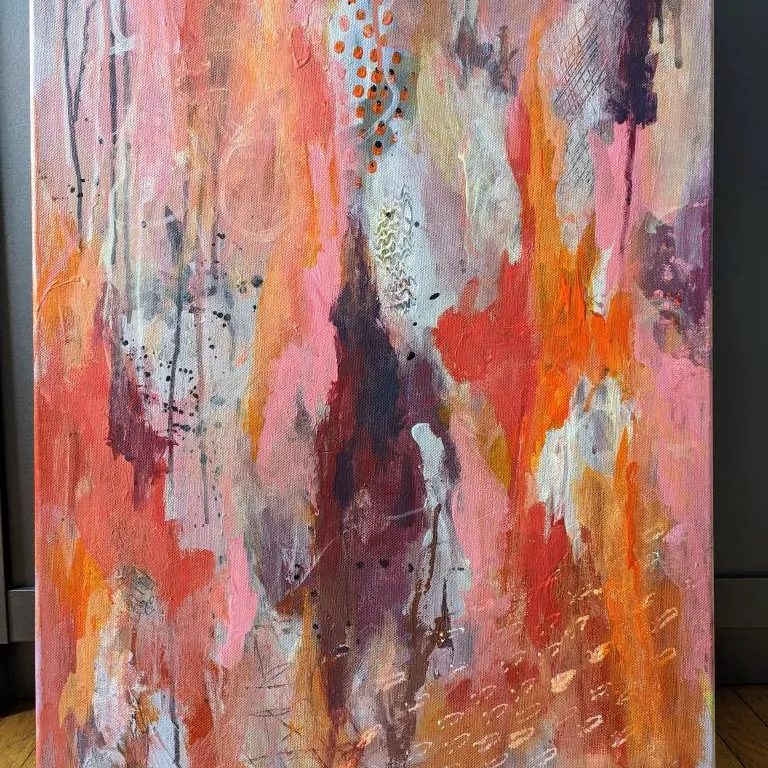 Acrylic abstract painting original on canvas varnished photo 3