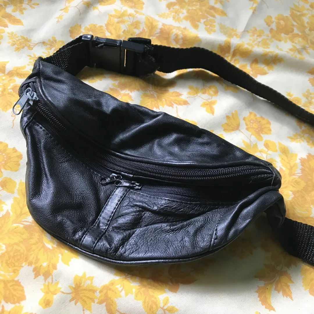 Black Leather Fanny Pack photo 1