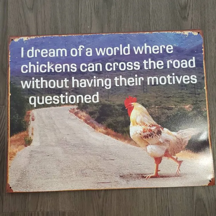 Funny Philosophical Chicken Joke Wall Art photo 1