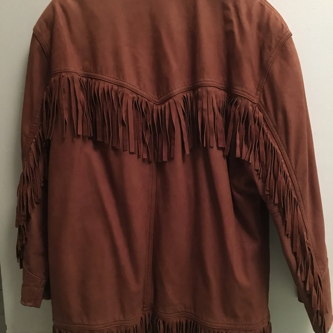 Brown Suede Jacket With Fringe photo 3