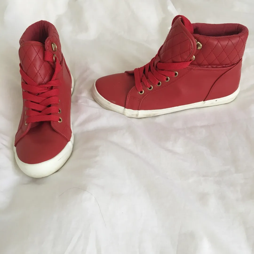 Red Leather High tops photo 1