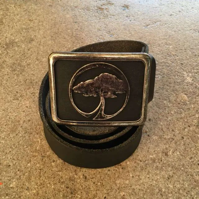 Leather Belt With Metal Tree Buckle photo 1