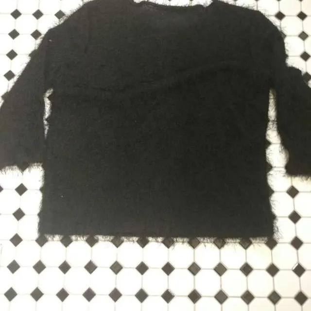 Large Mohair Fringe Black Sweater photo 1