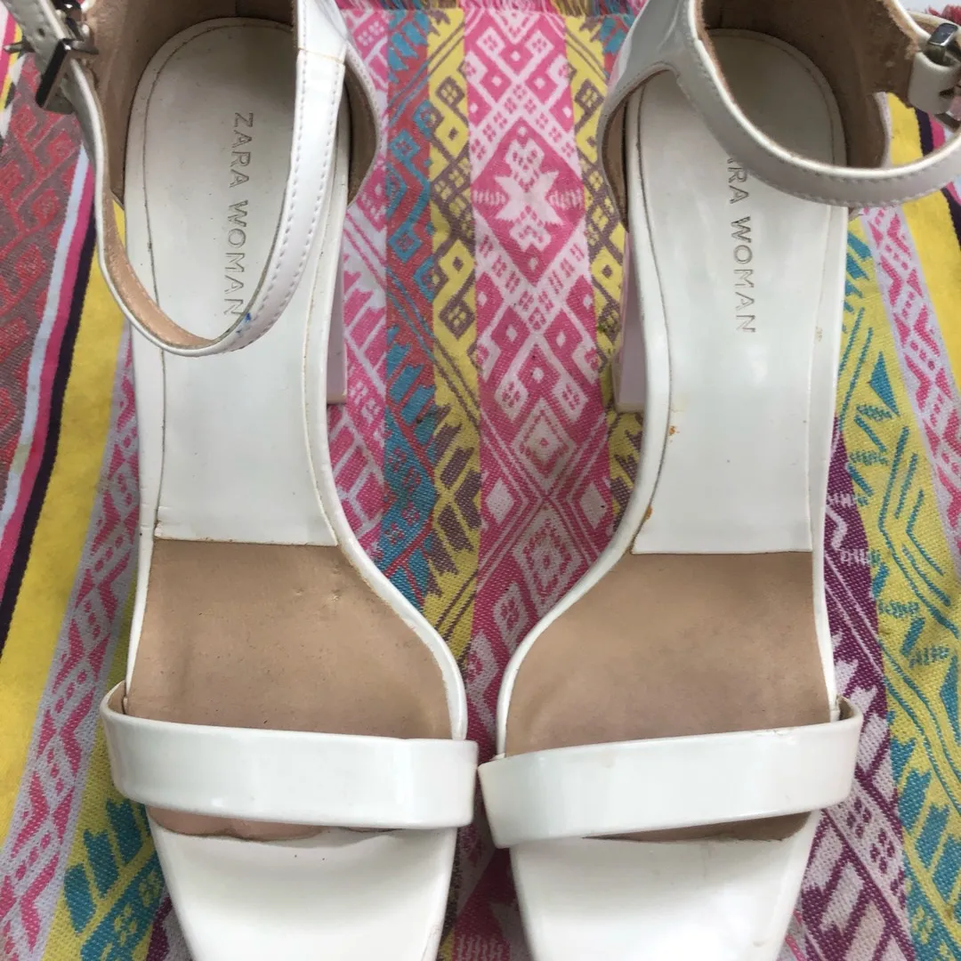 White Zara Platform Chunky Heel Size 39 photo 1