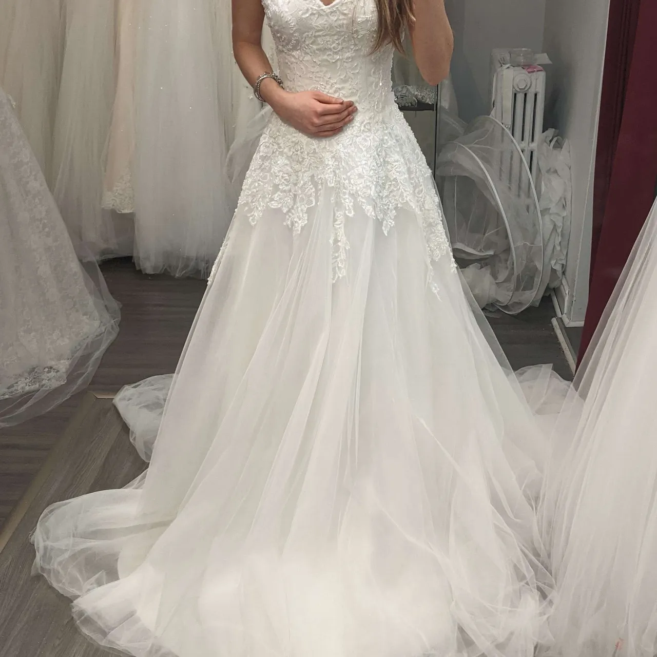 NEW Unaltered Size 8 Wedding Dress with Train (Strapless, Swe... photo 1