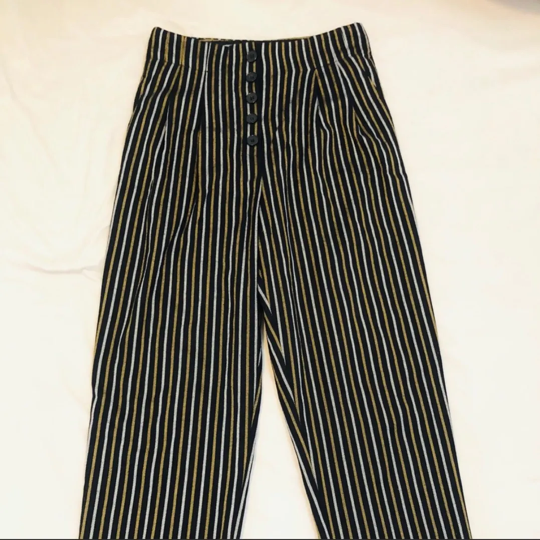 Topshop Navy Stripe Pants Trousers photo 1