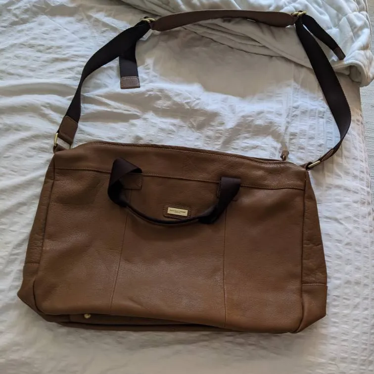 Brown Leather Shoulder Travel Bag photo 1