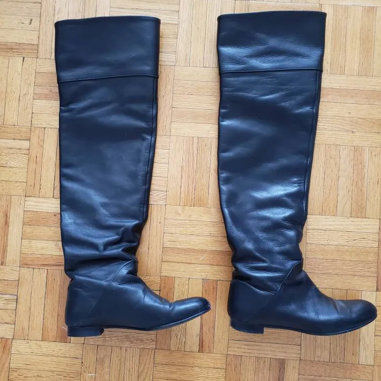 👢 Leather Knee High Boots Size 5 photo 1