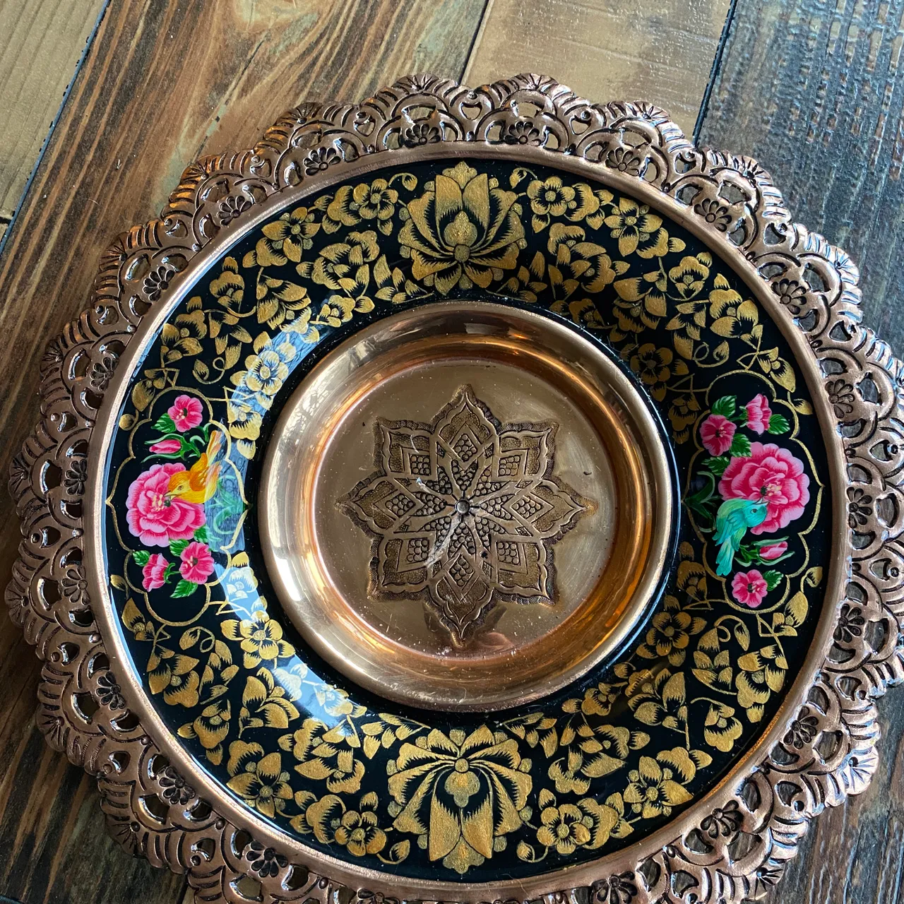 Ornate bronze dish and plate set  photo 7