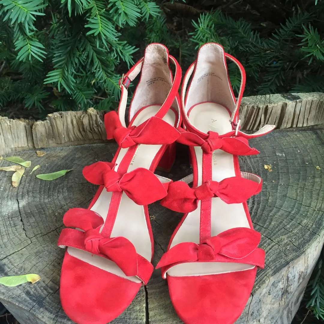 Anthropology Red Suede Heels photo 1