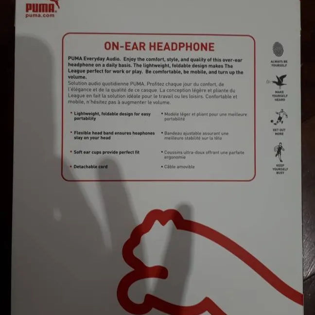 PUMA Audio 'The League' On-Ear Headphone Headset - Red NEW photo 3