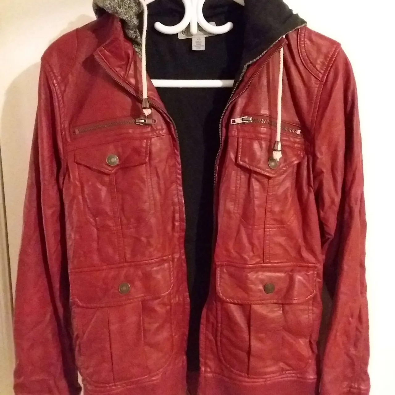Red faux leather jacket photo 1