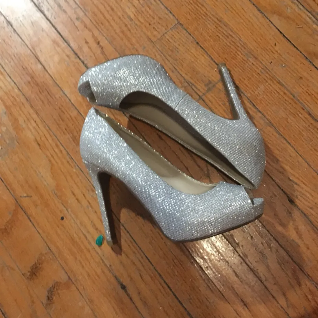 Silver Sparkly Heels Size 6 photo 1