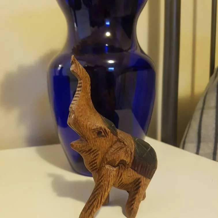 Lil' Wooden Hand Carved Elephant W/O Tusks photo 1