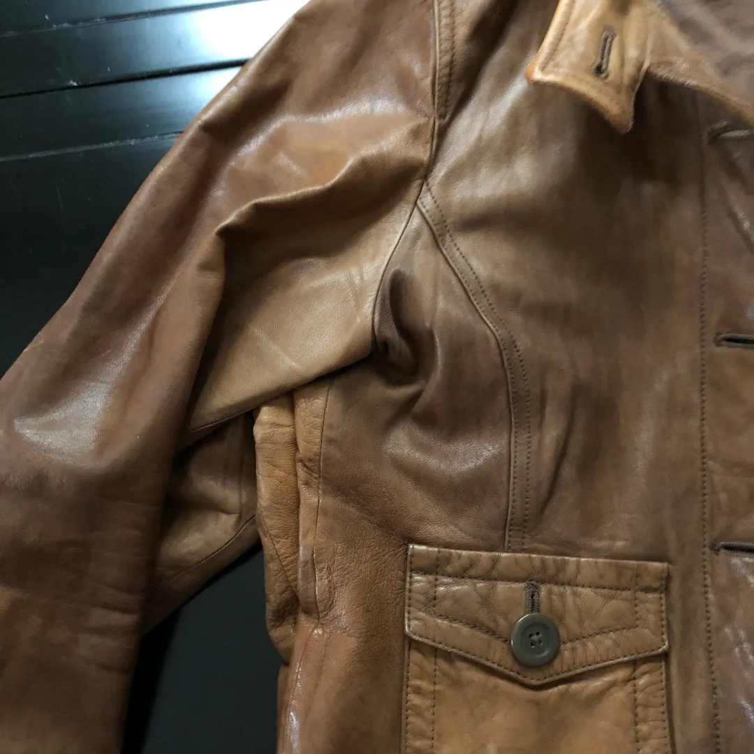 Women’s Brown Leather Gap Coat Size m photo 4