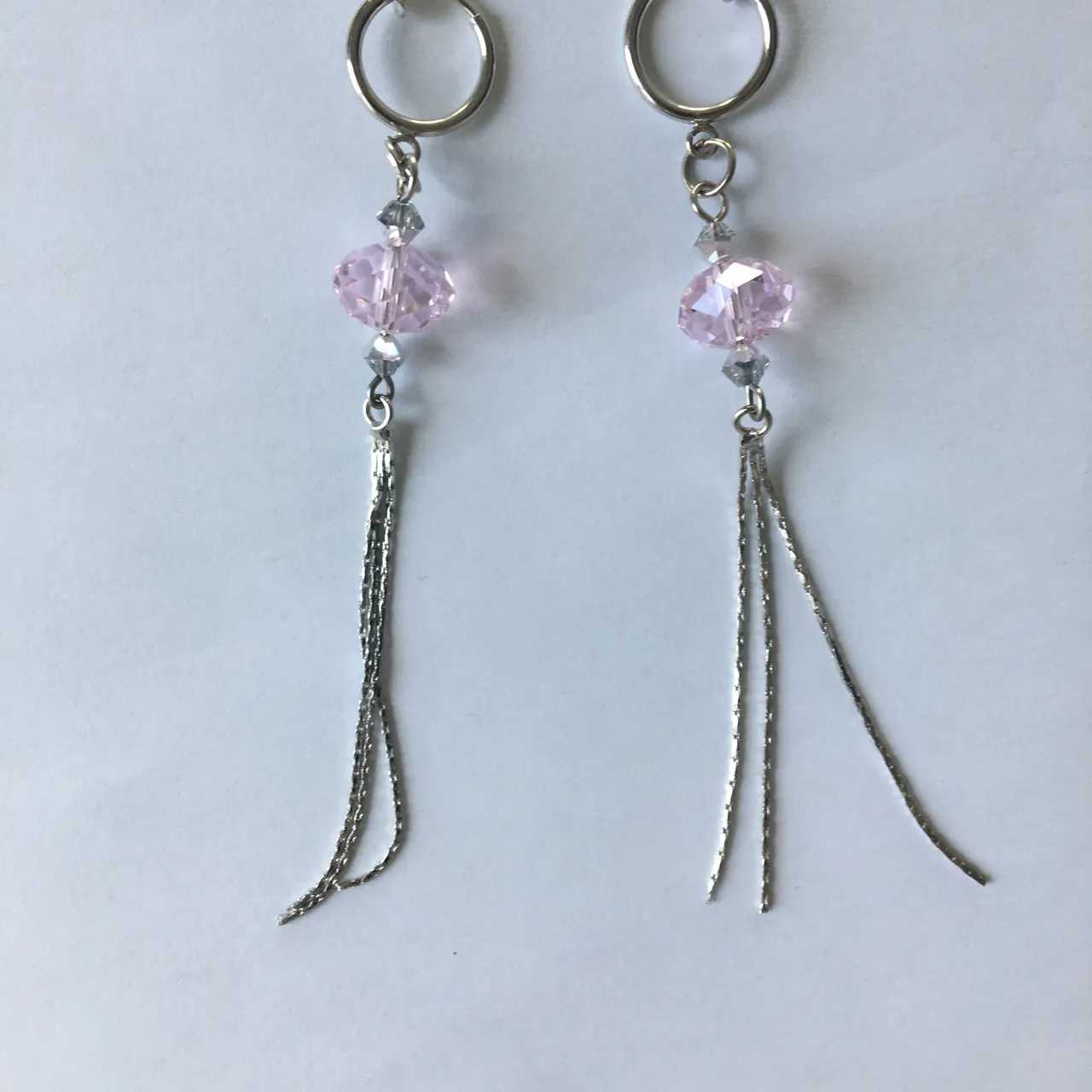 sparkly pink chain earrings photo 1