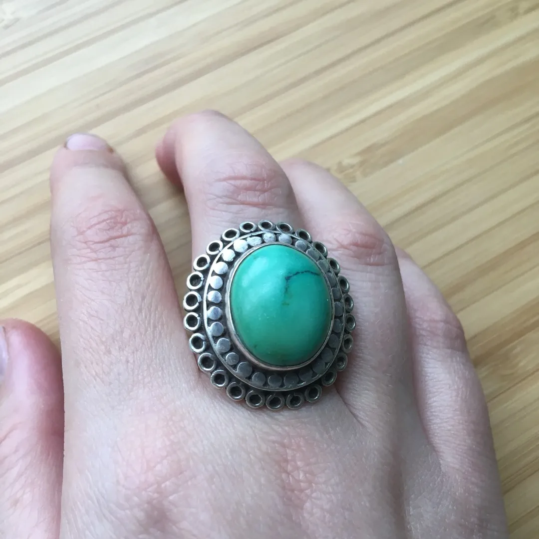 Large Turquoise Stone Sterling’s Silver Ring (~7.5) photo 1