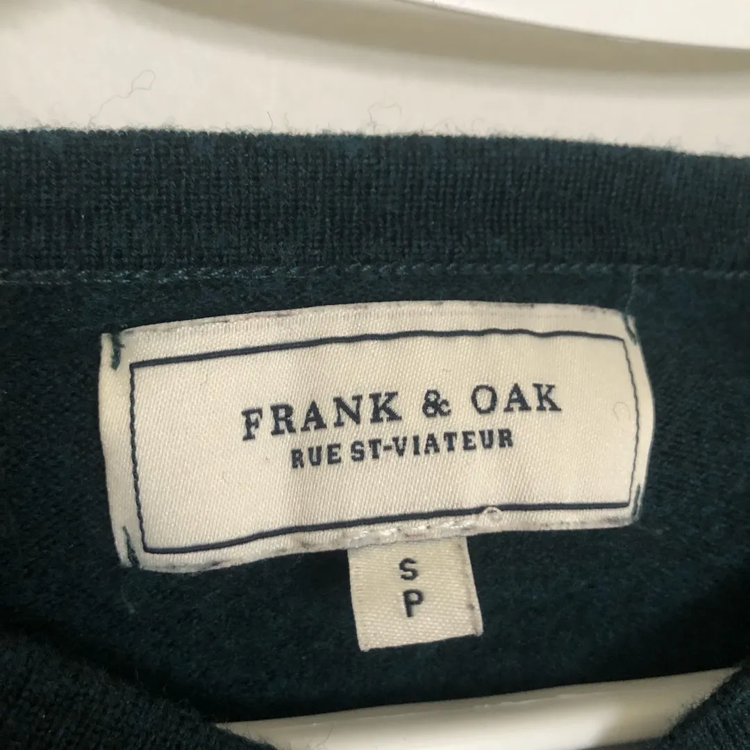 Frank & Oak Green/Blue XS or Kids Wool Sweater photo 4