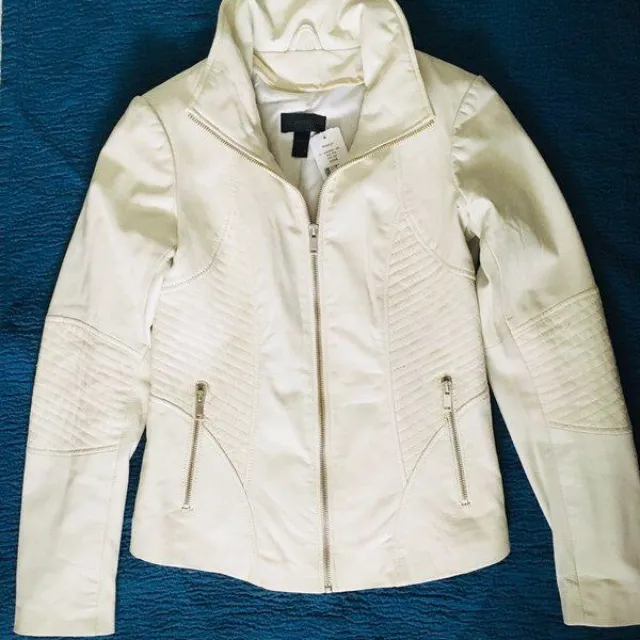 White leather Danier Moto jacket - Small - NEW photo 1
