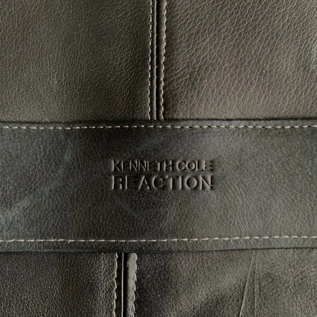 kenneth cole reaction black leather messenger bag photo 3