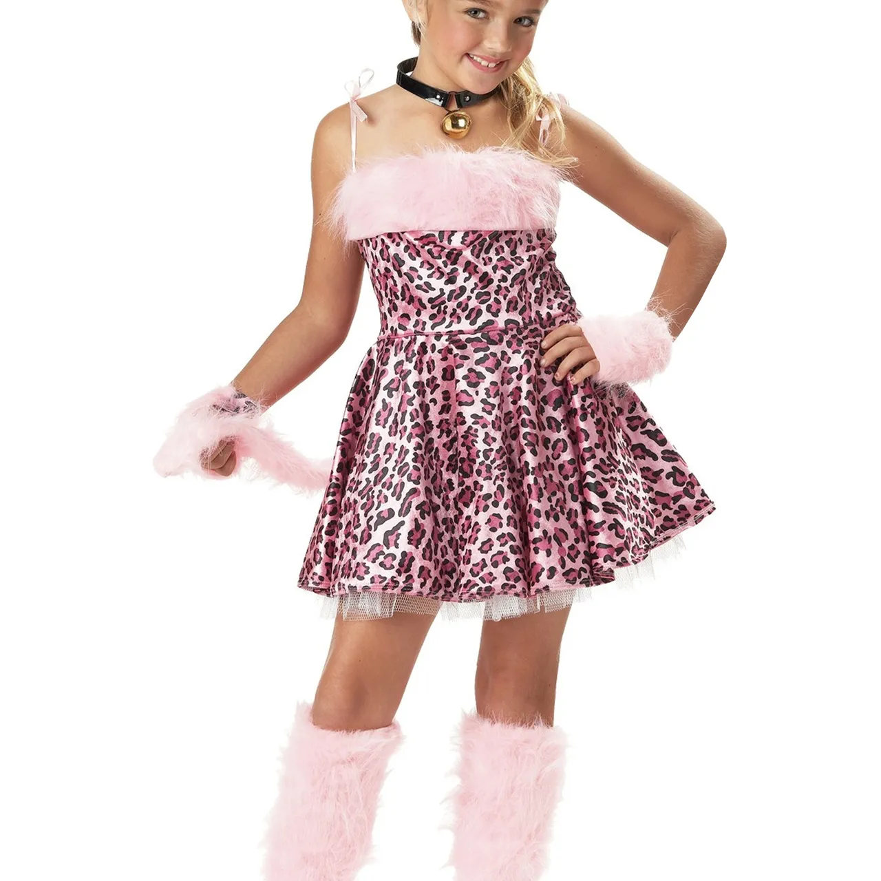Kid’s Girl’s Pink Leopard Cat Costume photo 1