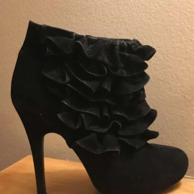 Size 7.5 Black "velvet" Booties photo 1
