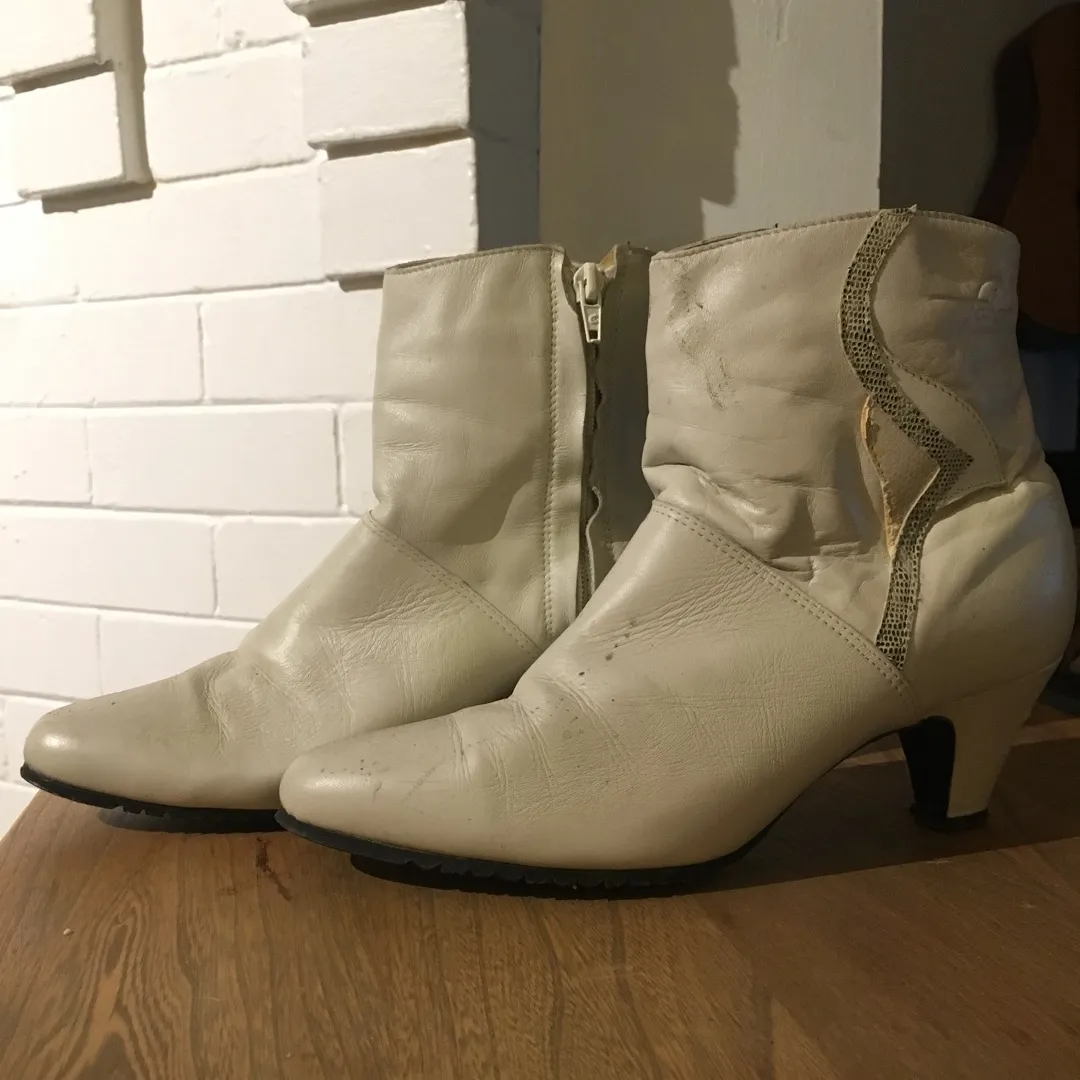 Vintage White Ankle Booties photo 1