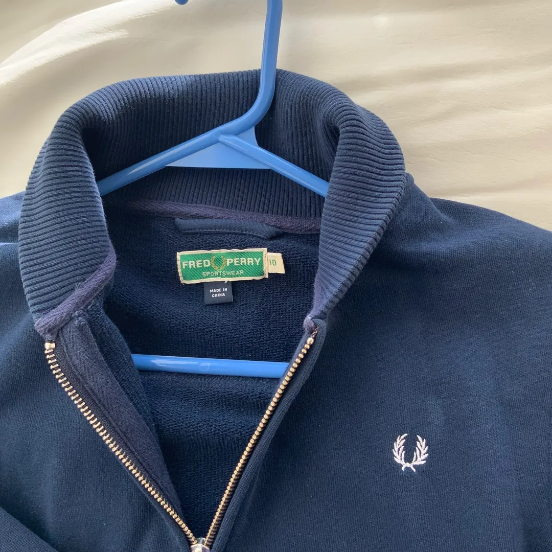 Fred Perry Zip Sweater - Navy Size 10 photo 1