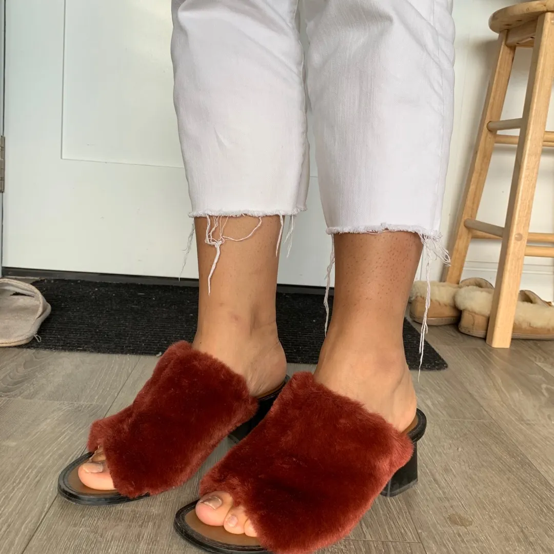Zara Block Heel Leather Sandals (size 9) photo 3
