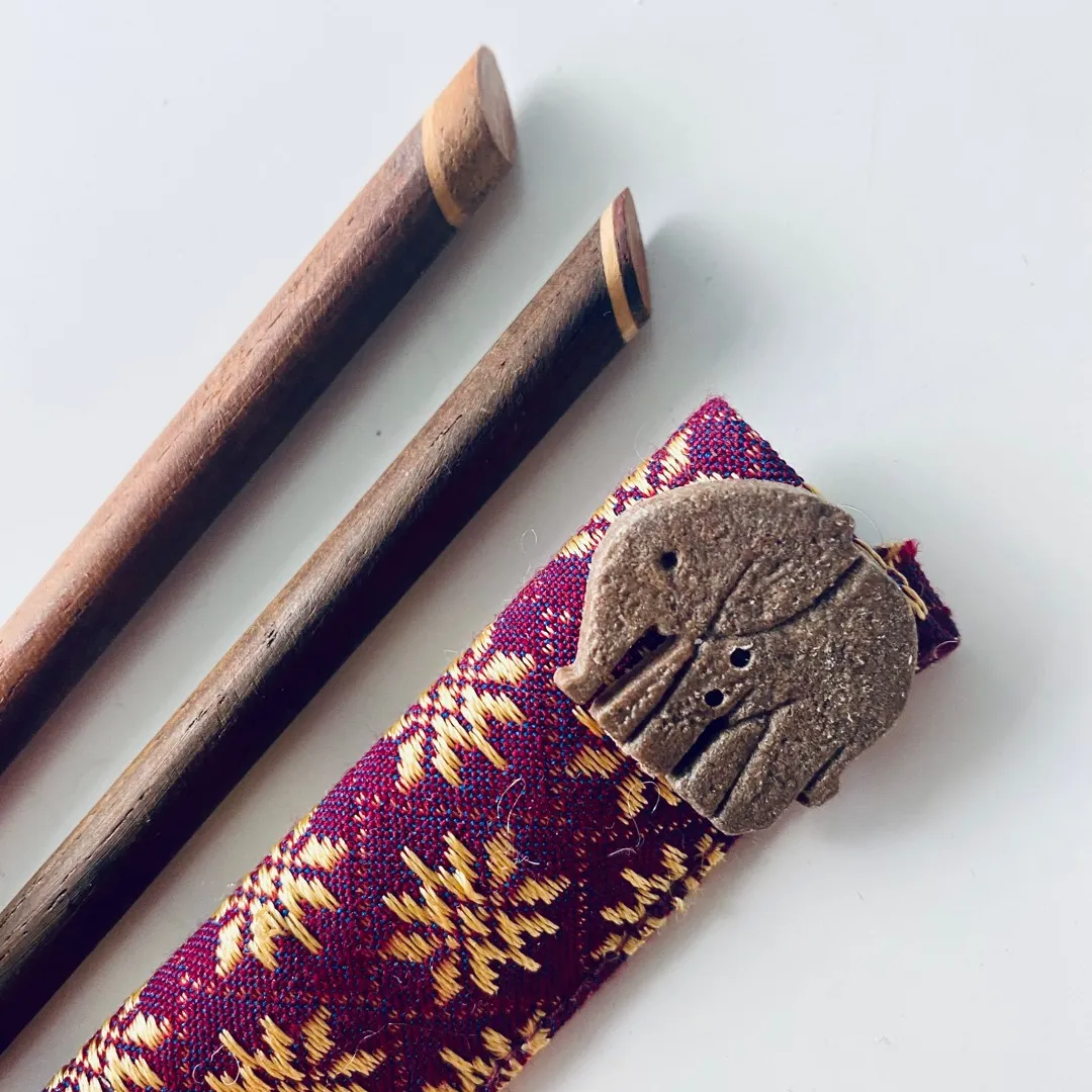 Handmade Wood Chopsticks With Fabric Case photo 1