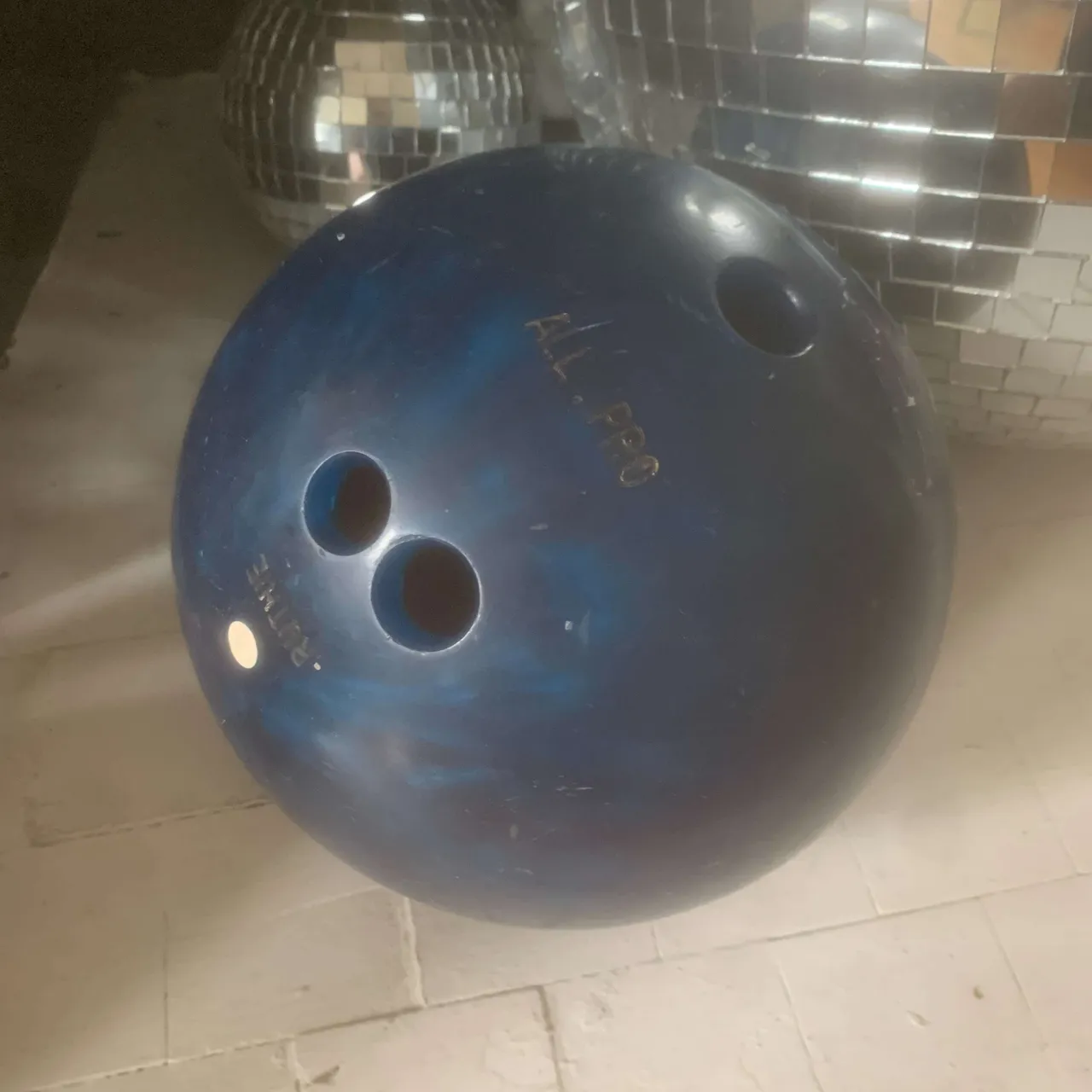 Vintage Marbled Blue Bowling Ball All Pro Brand photo 1