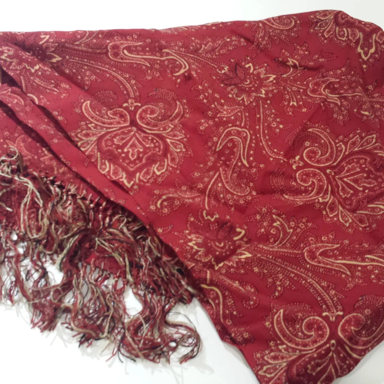 Vintage red and gold wool scarf (Forsyth) photo 1