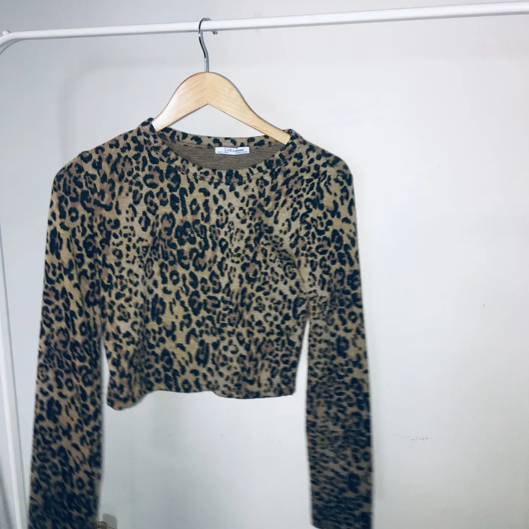 Zara Leopard Print Cropped Sweater photo 1